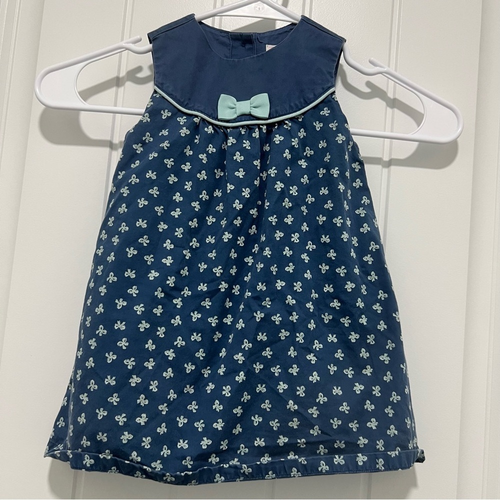 Janie and Jack Baby Blue Bow Pattern Dress Size 6-12 Months